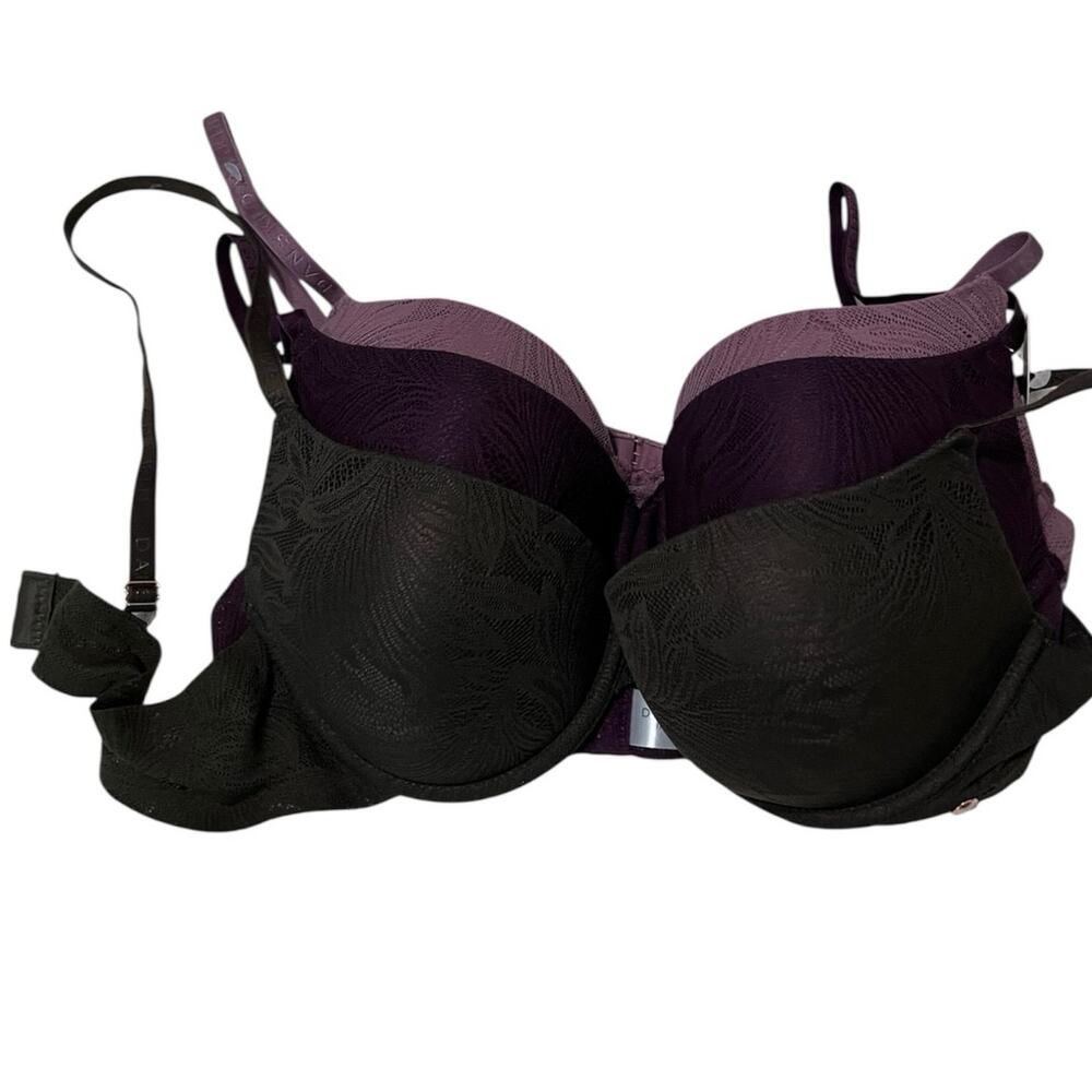 Danskin Black and Deep Purple Lace-Detail Push-Up Bra